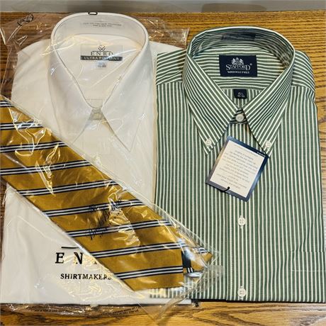 New Men's Button Up Shirts and Brooks Bros. Tie - Size 15 1/2, 32/33