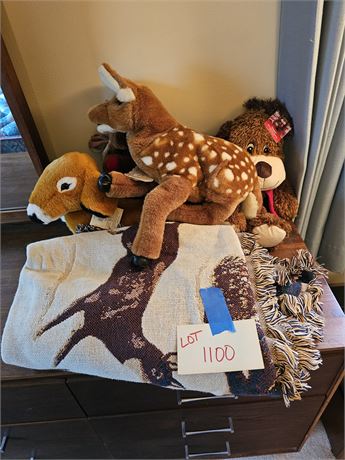 Christmas Plush Animals & Throw Blanket