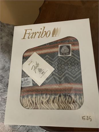 Faribo 100% Virgin Wool Fringed Mesa Navajo Style Throw Blanket In Box