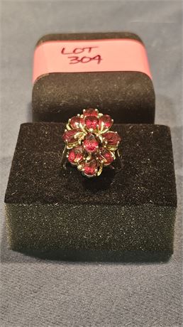 Sterling 925 Red Garnet Cocktail Ring Sz 10.5