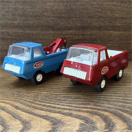 Early 1970's Tonka Pressed Steel Mini 5" Wrecker & Pick-Up Truck