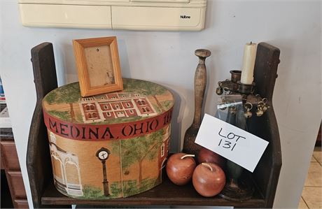 Primitive Decor Lot – Box, Candlesticks, and More