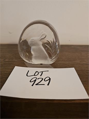 Vintage Zajecar (Yugoslavia) Crystal Rabbit Paperweight - 3.5" H