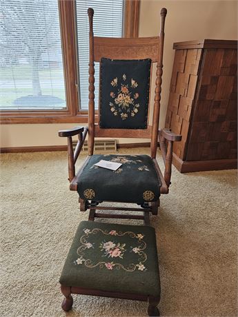 Vintage Rocking Chair & Millersburg Foot Stool