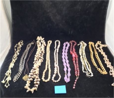 Long Beaded Costume Jewelry Necklace Lot of 11