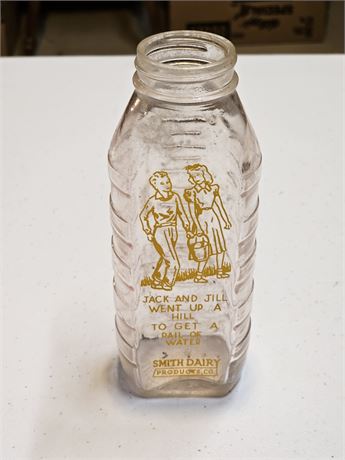 Vintage Smith Dairy "Jack & Jill" Glass Baby Bottle