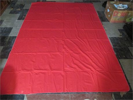 Vintage MCM Large Red Cotton 87" X 57" Table Cloth