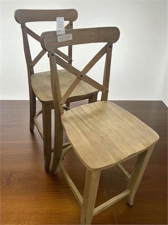 Solid Wood X-Back Counter Height Barstool Set of 2