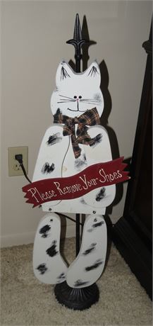 Cat "Remove Your Shoes" Wood Decoration