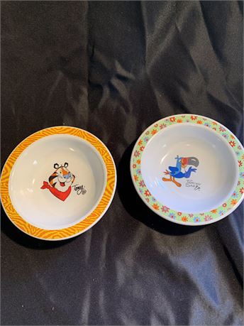 Kellogg Cereal Bowls Tony The Tiger Toucan Sam Fruit Loops Frosted Flakes Spoon