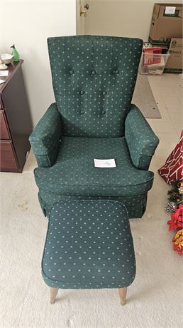 Norwalt Forest Green Swivel Rocker With Stool