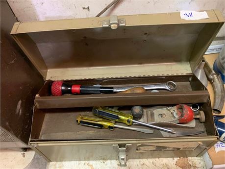 Vintage Metal Tool Box With Contents