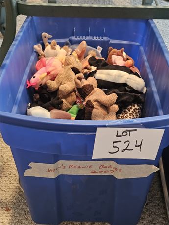 Large Tote Of Mixed Beanie Babies