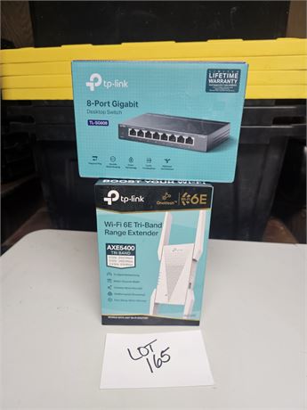 TP-LINK 8-Port Gigabit Desktop Switch & Wifi 6E Tri-Band Range Extender