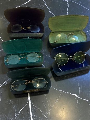 Vintage Rimless/Wire Rimmed Eyeglass Frames & Lines Eyeglass Cases