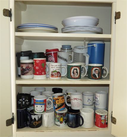 Kitchen Cabinet Cleanout: Mugs, Plastic Plates, Etc