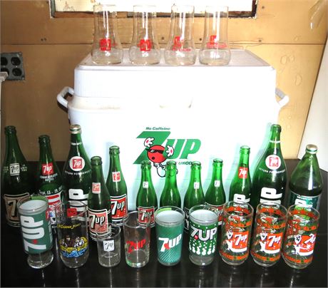 7Up Cooler, 7Up Vintage Glassware, 7Up Vintage Bottles