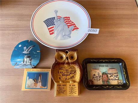 Vintage Souvenir Collectible Lot with Plates, Plaques, and Ashtray