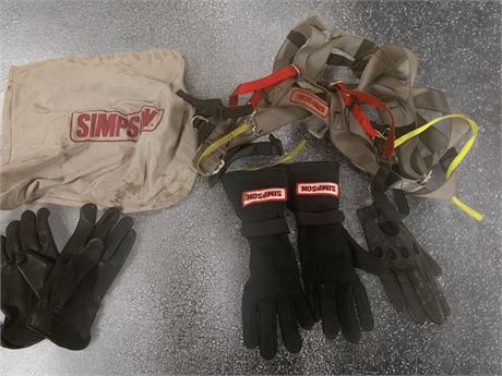 Simpson Motor Sports Racing Gloves, Racing Safety Harness & Helmet Bag