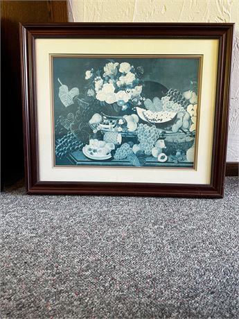 Large Framed Fruit and Floral Art