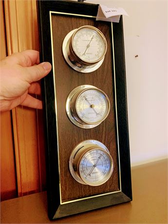 Vintage Springfield Thermometer Barometer Hygrometer Hanging Weather Station USA