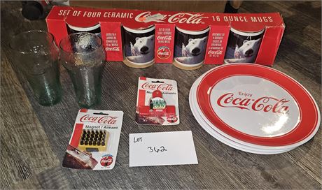 Mixed Coca-Cola Lot- Mugs, Glasses, Plates & More