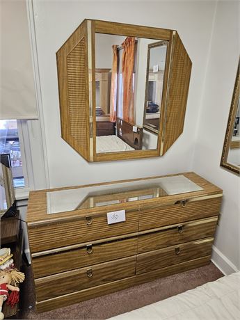 Wood Dresser & Mirror