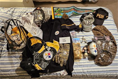 Mixed Steelers Lot XL NFL Jacket, Gloves, Caps, Night Light & More