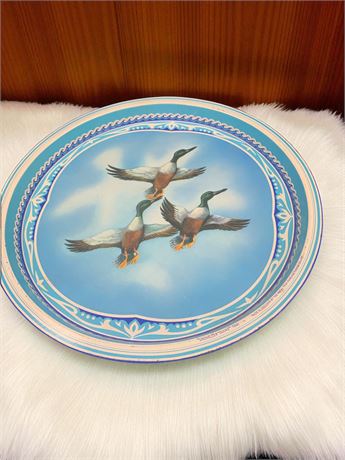 Vintage Metal Serving Tray With Shoveller Ducks In Flight