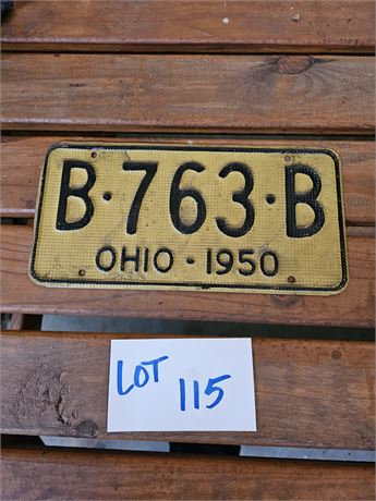 Vintage 1950 Ohio License Plate