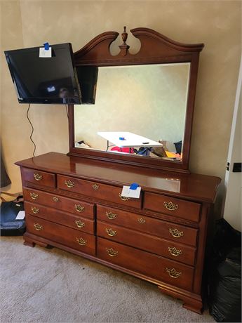 Wood Dresser & Mirror