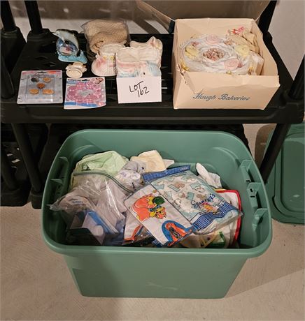 Vintage Baby Lot- Vintage Clothes, Bibs, Planters, Towels  & More