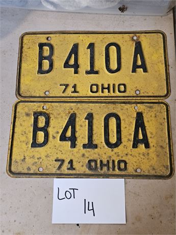 Vintage Ohio 1971 License Plates