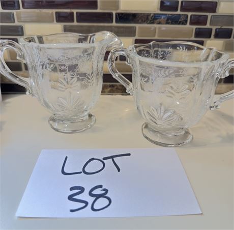 Vintage Fostoria Glass Cream and Sugar Bowl Set