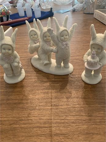 Dept. 56 Snowbunnies "Family Tree"and "Happy Birthday To You" - 3 Figurines