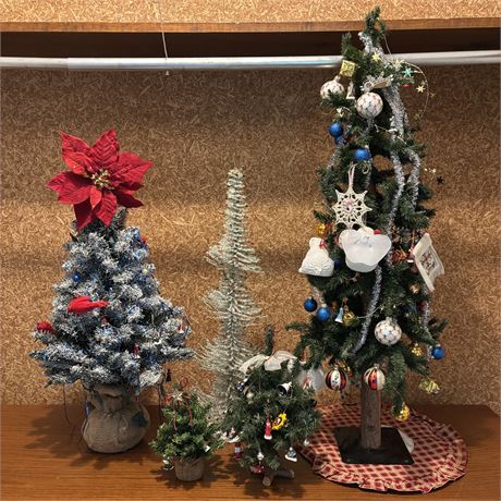 Assorted Tabletop Christmas Trees for Decor, Christmas Village, Etc.-9" to 37"H