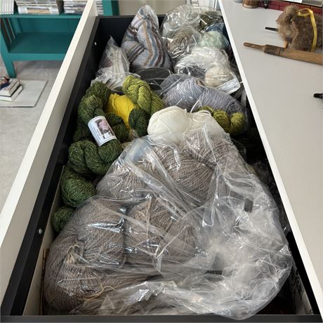 Large Drawerful of Yarn, Mostly New with Some Partial