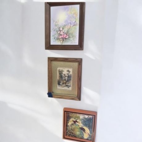 Wall Art - 3 Piece Set - Floral - Victorian Style & Cendrawasih Bird