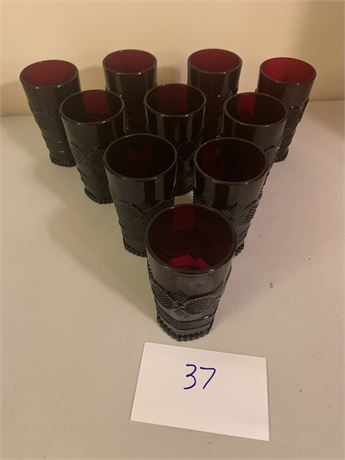 Avon Cape Cod Ruby Red Glassware Lot Set Of 10 Drinking Tumbler Glasses