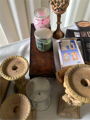 Home Decor Lot - Candleholders, Candles, Wall Art & More
