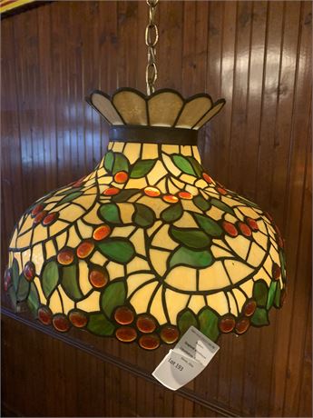 Tiffany-Style Leaded Stained Glass Pendant Ceiling Light W/Cherry Tree/Leaf Des