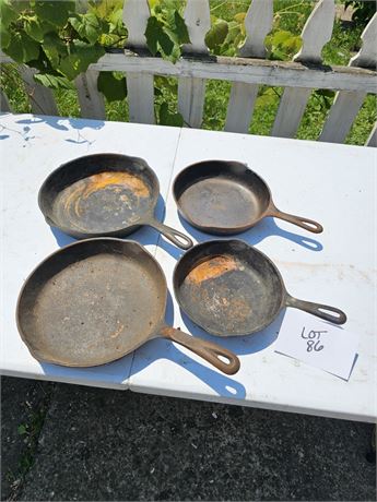 Mixed Cast Iron Pans- Wagner, Lodge & More Size, Style & Condition Vary