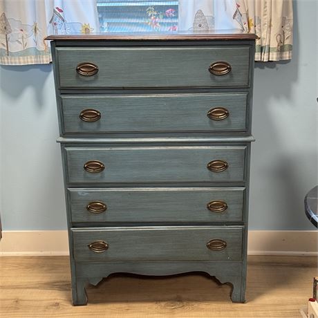 Vintage Wood Tallboy Dresser - 30 x 15.5 x 44"T