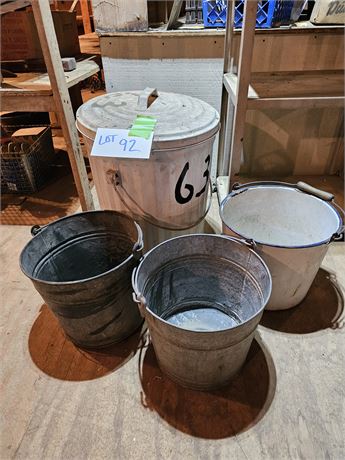 Galvanized Trash Can & Buckets