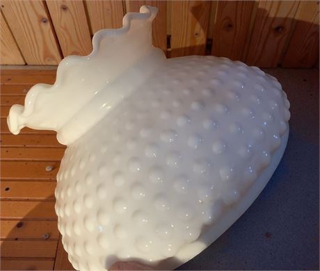 Vintage White Milk Glass Hobnail Lamp Shade W/Ruffled Top Lot of 4