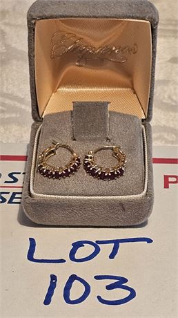 14K Gold Red Garnet Earrings 1.4 DWT Includes Stone Weight