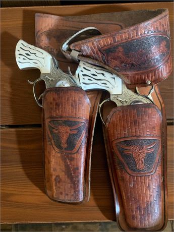 Toy Cap Gun & Holster Belt Set of 2
