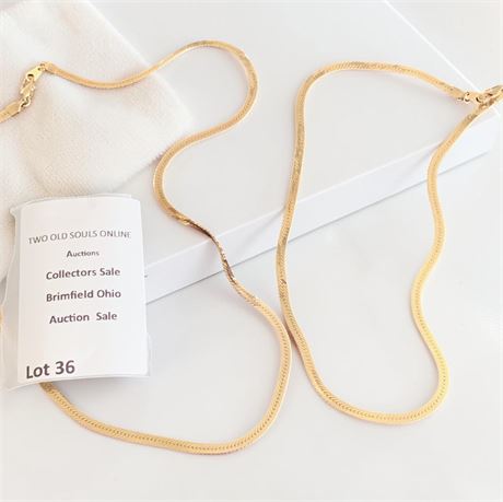 Gold Herringbone Chain Lot of 2 (23" L & 17" L)