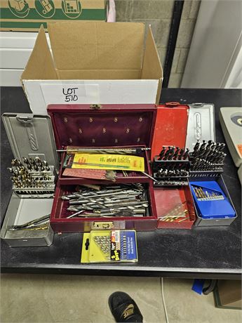 Box Full of Different Size Drill Bits