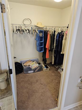 Closet Cleanout- Mixed Ladies Purses, Travel Totes, Dresses, Men' Suit Coats Lar